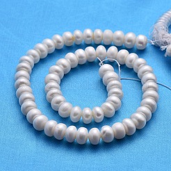 天然養殖淡水パールビーズ連売り  ロンデル  ホワイト  9~10mm&nbsp;X-PEAR-S002-9-10mm-3