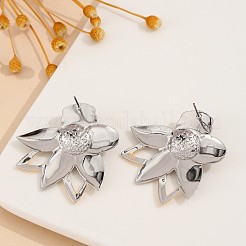 女性用合金スタッドピアス  花  ゴールデン·ステンレス鋼色  41x38mm&nbsp;WG34C83-01