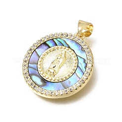 Brass Micro Pave Clear Cubic Zirconia Pendants&nbsp;CU-CBAF50C-01A-G
