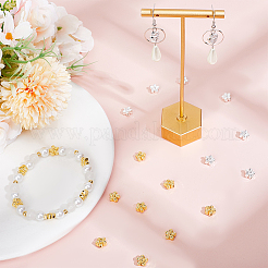 50 個 2 色の合金ビーズ  長持ちメッキ  花  ミックスカラー  9x5mm  穴：0.5mm  25個/カラー&nbsp;FIND-BBC0003-62