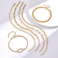 6Pcs 6 Styles Brass Chain Bracelets for Women&nbsp;BJEW-PH0004-50