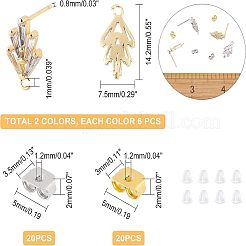 6 Pairs 2 Colors Brass Micro Pave Cubic Zirconia Stud Earring Findings with Loops&nbsp;KK-NB0002-51