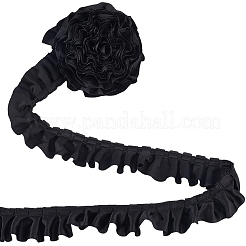 10mポリエステルフリルトリム  人形の服用  ロリータコスチュームアクセサリー  ブラック  1-5/8インチ（40mm）&nbsp;OCOR-GF0004-57E