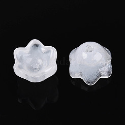 透明スプレー塗装ガラスビーズキャップ  花  ホワイトスモーク  7x11.5x11.5mm  穴：0.8~1.4mm  約1950~2000個/袋&nbsp;A-GLAA-Q089-002A-003