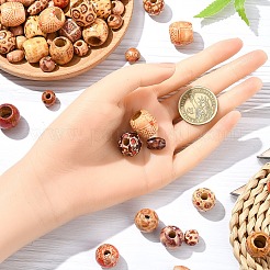 200Pcs 8 Styles Printed Wood Beads&nbsp;WOOD-YW0001-26