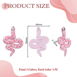 3Pcs 3 Colors Snake Polyester Embroidered Cloth Patch&nbsp;PATC-GA0001-88