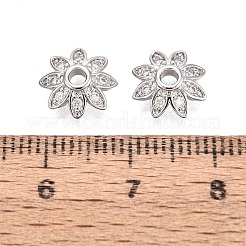 Brass Micro Pave Clear Cubic Zirconia Bead Caps&nbsp;KK-Q071-06P-02