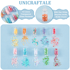 50Pcs 10 Colors Transparent Glass Pendants&nbsp;GLAA-UN0001-19