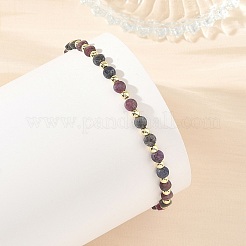 Natural Red Corundum/Ruby and Sapphire Faceted Beaded Stretch Bracelets for Women&nbsp;BJEW-JB14254