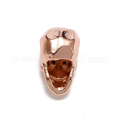 真鍮ビーズ  スカル  ローズゴールド  12x7x9mm  穴：2mm&nbsp;FIND-WH0112-66RG