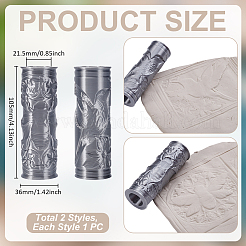 2個2種類のスタイルのポリ乳酸型  粘土ローラー  コラム  混合図形  105x36mm  1個/スタイル&nbsp;DIY-UN0007-86B