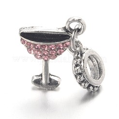 Large Hole Alloy Glass Rhinestone European Dangle Charms&nbsp;X-MPDL-L013-14