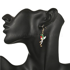 304 Stainless Steel MIYUKI Glass Seed Beads Bird Dangle Earrings&nbsp;EJEW-MZ00555-04