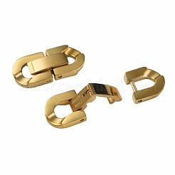 304ステンレススチール製折りたたみ式留め具  オーバル  ゴールドカラー  19x9x3mm  穴：2x3.5mm&nbsp;STAS-N087-48B-02G