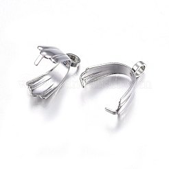 変色防止304ステンレススチールペンダントピンチベイル  ステンレス鋼色  13.5x12x5.5mm  穴：2.5mm&nbsp;X-STAS-O107-19P