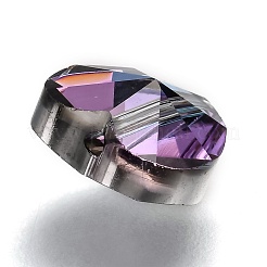 透明ガラスビーズ  多面カット  ハート  パープル  10x10x7mm  穴：1~1.2mm&nbsp;X-GLAA-K002-07A-17