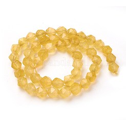 天然石ホワイトジェイドビーズ連売り  スターカットラウンドビーズ  染め  多面カット  ゴールド  7~8mm  穴：1mm  約47~48個/連  14.5インチ〜15インチ（37~38cm）&nbsp;X-G-F545-E21