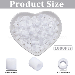PE DIY メルティビーズ ヒューズビーズ リフィル 1000個  チューブ  ホワイト  5x5mm  穴：3mm&nbsp;DIY-SP0006-83C