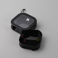 スクエア型小 PSプラスチックヘアタイオーガナイザーケース  ロープと見える窓付き  ブラック  9.6x9.5x3cm  内径：7x8.45のCM&nbsp;CON-WH20002-12