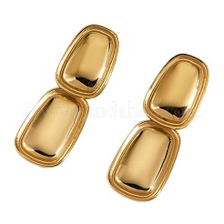 316Lサージカルステンレススチール製ドロップスタッドピアス  長方形  ゴールドカラー  45x20mm&nbsp;WG17ABC-01