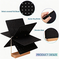 Felt with Iron Display Stands with Wood Base for Brooch&nbsp;ODIS-SC0001-11
