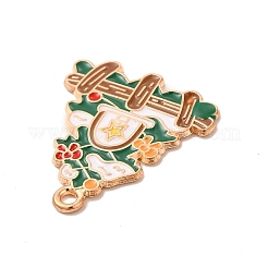 クリスマステーマ合金エナメルペンダント  ライトゴールド  クリスマスツリー  25x21.5x1mm  穴：1.4mm&nbsp;ENAM-C010-01D