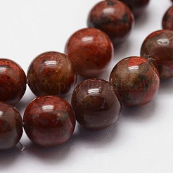 天然石ブレシエイテッドジャスパービーズ連売り  ラウンド  8mm  穴：1.2mm  46個/連  15インチ&nbsp;G-N0182-01-8mm