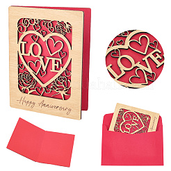 Valentine's Day Wooden Greeting Cards&nbsp;DIY-CP0011-91B