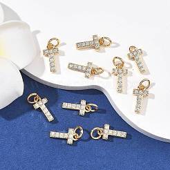 SHEGRACE Brass Micro Pave Clear Cubic Zirconia Pendants&nbsp;XGRQ29227-394G-T