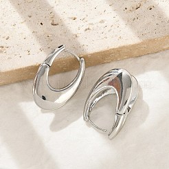 女性のための真鍮のフープピアス  ティアドロップ  プラチナ  28x11mm&nbsp;LS-EJEW-U041-04P