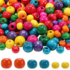 800pcs 3 Styles Dyed Natural Wood Beads&nbsp;WOOD-PA0001-23