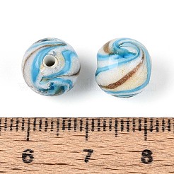 手作りゴールドパウダー入りランプワークビーズ  ラウンド  空色  10mm  穴：1.4mm  約50個/連&nbsp;LAMP-T024-11C