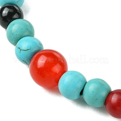 Synthetic Turquoise & Natural Black Onyx & Natural & Dyed Malaysia Jade & Natural Carnelian Stretch Bracelets&nbsp;BJEW-JB11474-01