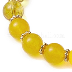 8.5mm ラウンド天然水晶 & カーネリアン & 染色マレーシアジェイドビーズ ストレッチブレスレット 女性用  内径：2-1/8インチ（5.4cm）&nbsp;BJEW-TA00509