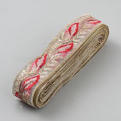 ポリエステル 羽根模様リボン  布ドレス縫製アクセサリー  レッド  1-3/4インチ（44mm）&nbsp;OCOR-WH0101-151C