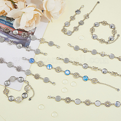 10Pcs Flower 304 Stainless Steel Cabochon Setting Bracelets&nbsp;BJEW-DC00016