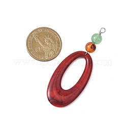 不透明なアクリル大きなペンダント  楕円形のチャーム  銅線と  プラチナ  70x25x8mm  穴：2.8~3.6mm  2個/セット&nbsp;PALLOY-JF04706