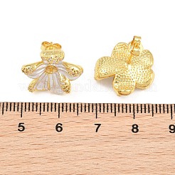 Brass Micro Pave Cubic Zirconia Stud Earring Findings&nbsp;CU-CBAA5EE-04G-04