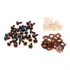 半円形のプラスチッククラフトアイ＆まぶたセット  人形作り用品  プラスチックワッシャー付き  ミックスカラー  300個/袋&nbsp;DIY-WH0301-58A