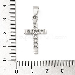 304ステンレスペンダント  クロスチャーム  変色防止  ステンレス鋼色  28x15x2mm  穴：6x3.5mm&nbsp;STAS-P400-08P