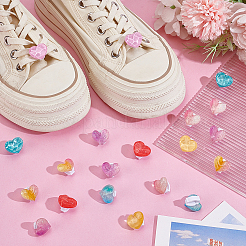 24Pcs 12 Colors Heart Transparent Resin Glitter Powder Shoe Buckle Clips&nbsp;HJEW-HY00163