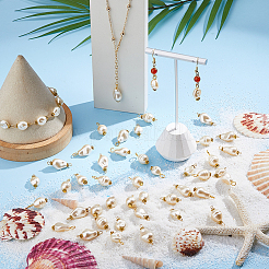 60Pcs 6 Styles ABS Plastic Pearl with 304 Stainless Steel Pendants & Connector Charms&nbsp;PALLOY-FH00180