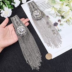 Teardrop Iron Chain Tassel with Rhinestone Epaulettes&nbsp;AJEW-WH20006-326C-P
