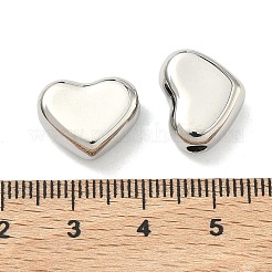 ハート真鍮ビーズ  カドミウムフリー＆鉛フリー  長持ちメッキ  ラックめっき  プラチナ  11.5x14x7mm  穴：3mm&nbsp;KK-G555-07P