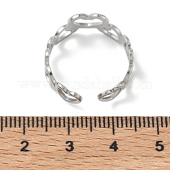 女性用304ステンレススチールカフオープンリング  ハート  ステンレス鋼色  usサイズ8 3/4(18.7mm)&nbsp;RJEW-L341-01A-P
