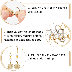 2 Colors 304 Stainless Steel Leverback Earring Findings&nbsp;STAS-SP0001-09B