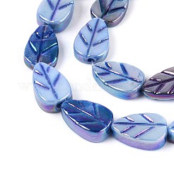天然淡水貝の彫刻ビーズ連売り  葉  染め  ABカラー  ミックスカラー  10x6~6.5x2~4mm  穴：0.6~0.7mm  約36個/連  14.17インチ（36cm）&nbsp;SHEL-N038-25