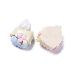 不透明でかわいい樹脂製のデコデンカボション  模造食品  ちょう結びのケーキ  13x11x6.5mm&nbsp;RESI-B024-01H