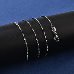 真鍮のボールチェーンネックレス  長持ちメッキ  プラチナ  17.80インチ（45.2cm）&nbsp;KK-P304-03P