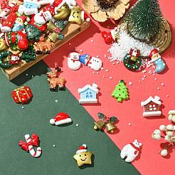 48 個 24 スタイル クリスマステーマの不透明樹脂カボション  混合図形  ミックスカラー  14~29x14~24x4.5~8mm  2個/スタイル&nbsp;RESI-CJ0004-82